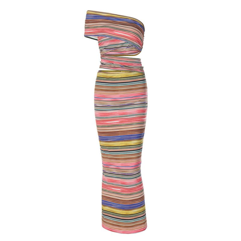 5126- Off-Shoulder Stripe Maxi Dress – Aeistiva Avenue